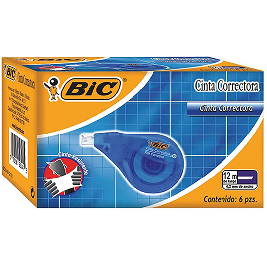 Cinta Correctora Biccorrector Bic 6 piezas de 12metros 4.2mm