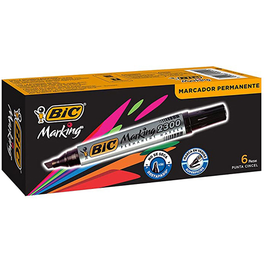 Marcador Bic Marking 2300 Negro Permanente, 6 Piezas