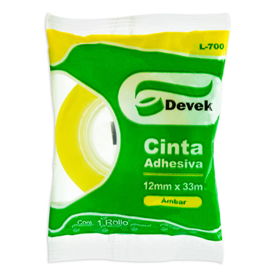 Cinta Adhesiva Devek 24 Mm X 65 Mts. Mod 700 Transparente, Tono Ambar