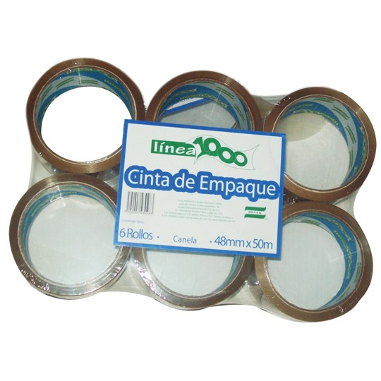Cinta De Empaque Devek 48 Mm X 50 Mts, Canela Con 6 Piezas