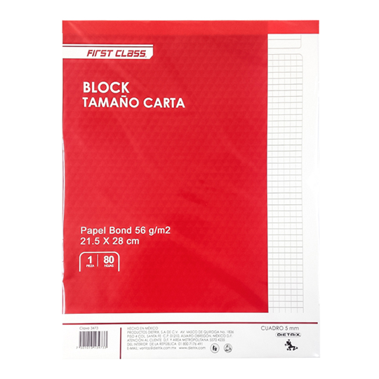 Block Dietrix Tamaño Carta Cuadro 5 Mm 8