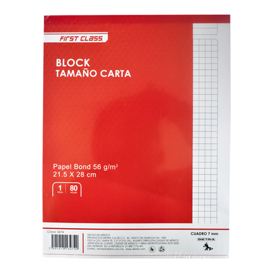 Block Dietrix Tamaño Carta Cuadro 7Mm 80 Hojas