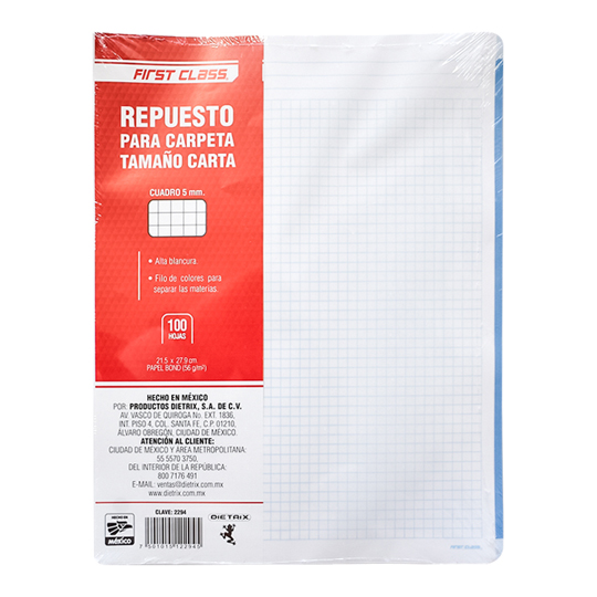 Repuesto Para Carpeta Dietrix Carta 5 Mm