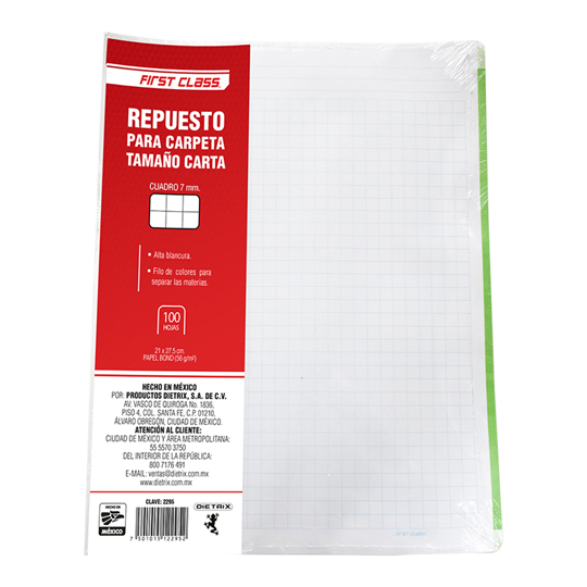 Repuesto Para Carpeta Dietrix Carta 7 Mm