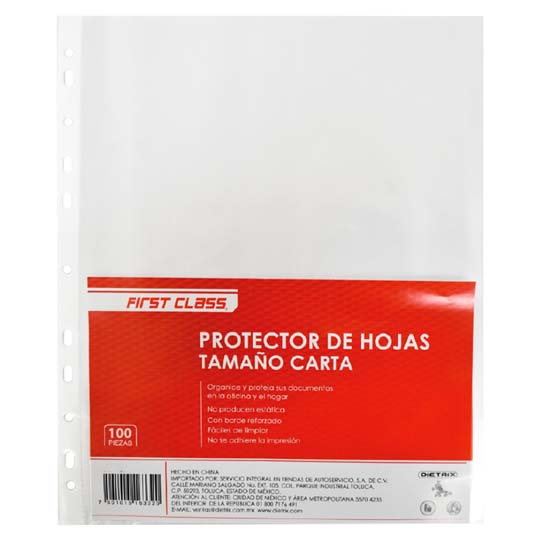 Protector De Hojas Dietrix Tamaño Carta, 100 Pzs 30 Micras