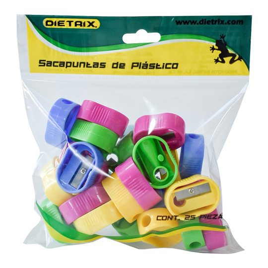Sacapuntas De Plástico Dietrix Bolsa Con 25 Piezas De  Colores