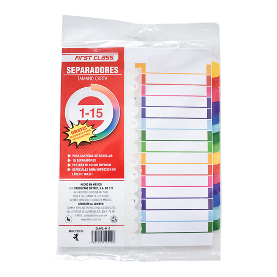 Separadores Dietrix Tamaño Carta Del 1 A