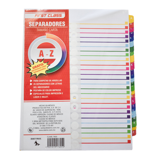 Separadores Dietrix Tamaño Carta De La A A La Z