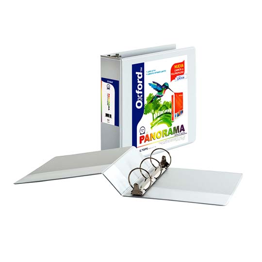 Carpeta panorámica Oxford carta blanca de 3" herraje "O"