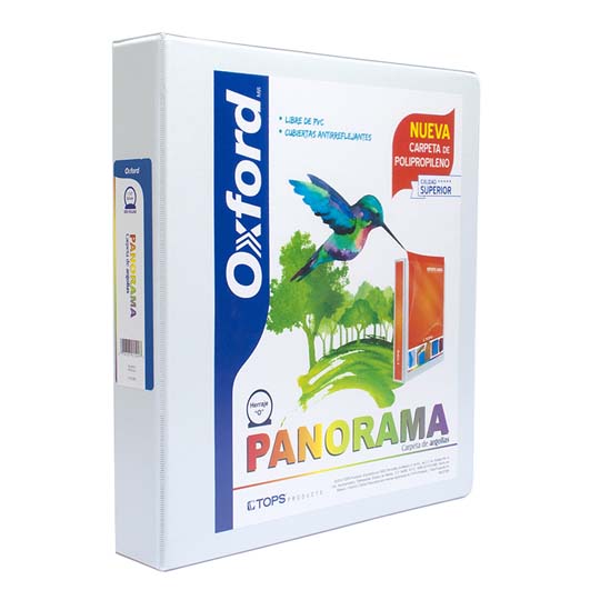 Carpeta panorámica Oxford carta blanca de 0.5" herraje "O"