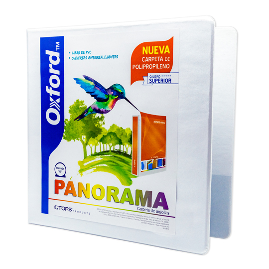 Carpeta panorámica Oxford carta blanca de 2" herraje "O"