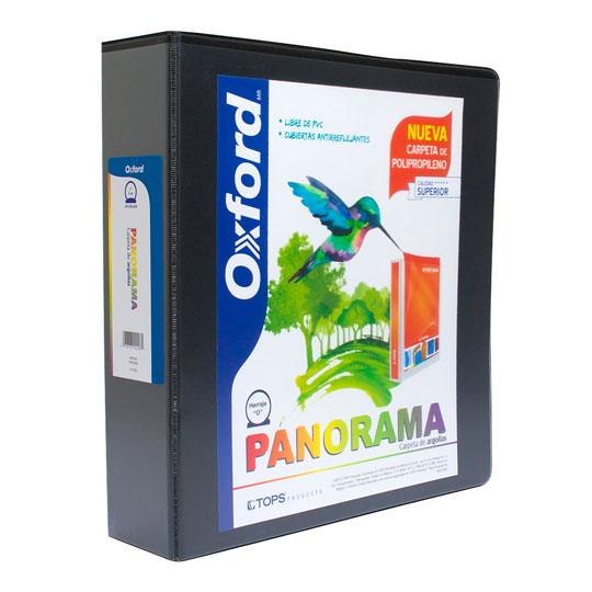 Carpeta panorámica Oxford carta negra de 2" herraje "O"