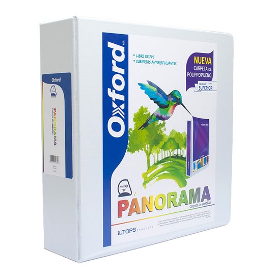 Carpeta panorámica Oxford carta blanca de 3" herraje "D"