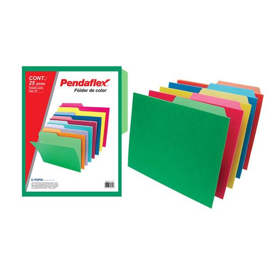Folder De Color Pendaflex Carta Color Surtido Intenso Ceja 1/2 Caja Con 25 Pzas