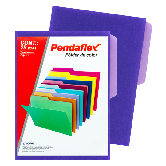 Folder De Color Pendaflex Carta Color Violeta Ceja 1/2 Caja Con 25 Pzas 