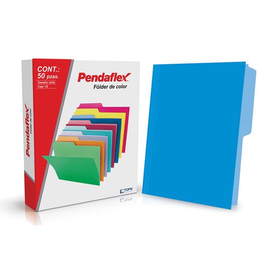 Folder De Color Pendaflex Carta Color Azul Ceja 1/2 Caja Con 50 Pzas