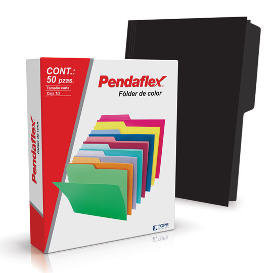 Folder De Color Pendaflex Carta Color Negro Ceja 1/2 Caja Con 50 Pzas