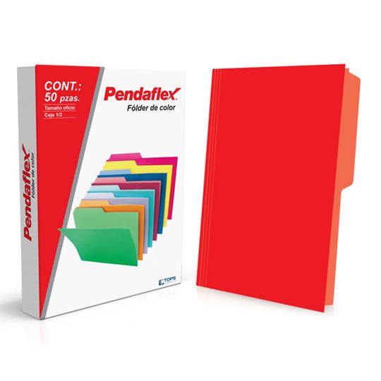 Folder Manila Pendlaflex Oficio Color Rojo Ceja 1/2 Caja Con 50 Pzas