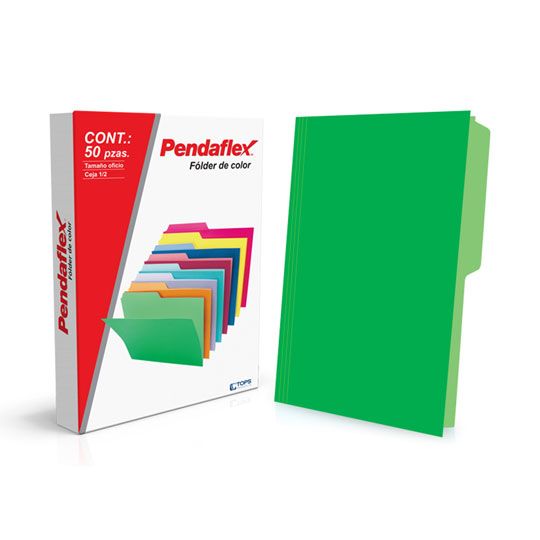 Folder Manila Pendlaflex Oficio Color Verde Ceja 1/2 Caja Con 50 Pzas
