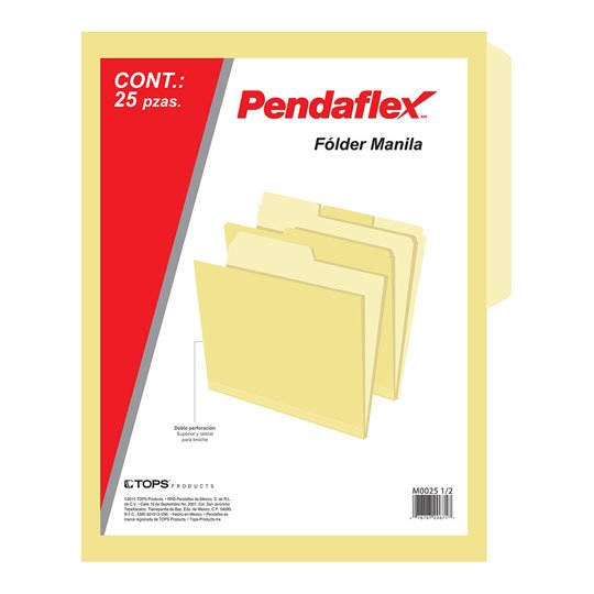 Folder Manila Pendaflex Carta Color Crema Ceja 1/2 Caja Con 25 Pzas