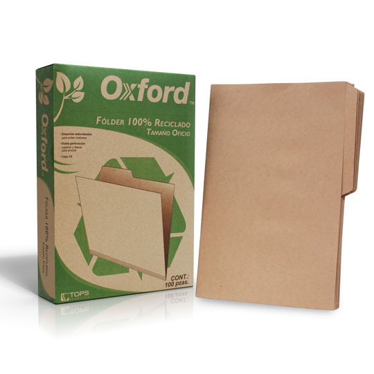 Folder Reciclado Oxford Oficio Ceja 1/2 Caja Con 100 Piezas