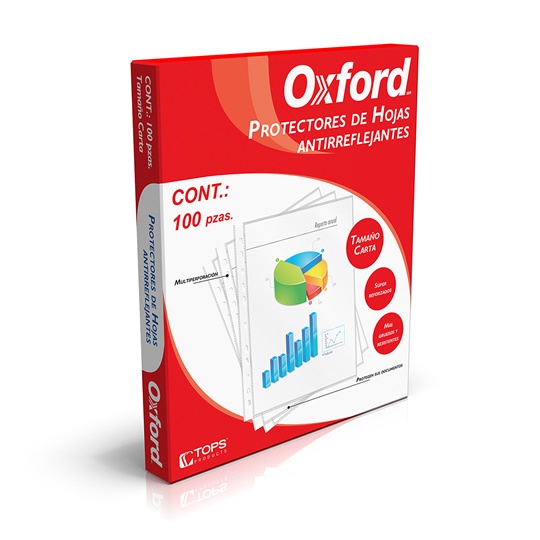 Protector De Hojas Oxford Carta Antirreflejante Caja Con 100 Pzas 