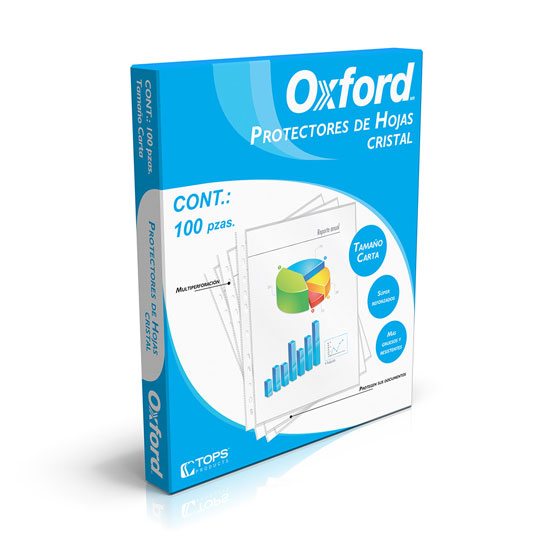 Protector De Hojas Oxford Carta Cristal, Caja Con 100 Pzas 