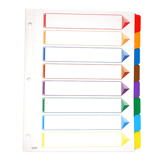 Separador Con Índice Oxford Carta Cejas De Colores Con 8 Divisiones 