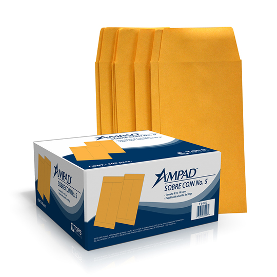 Sobre Kraft Engomado Ampad Coin Caja Con 500 Piezas