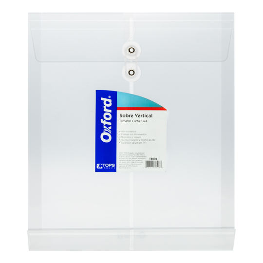 Sobre Porta Documentos Vertical Oxford Carta Color Blanco