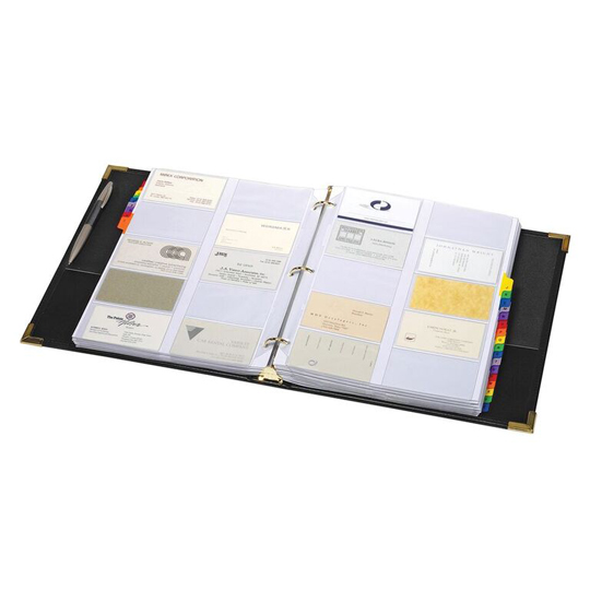 Carpeta Porta Tarjetas Cardinal Color Negro Para 200 Tarjetas