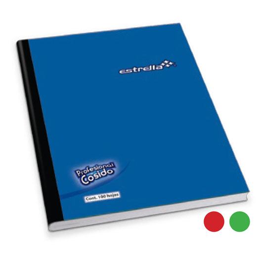 Cuaderno Profesional Cosido Estrella, Cuadro Grande 7Mm 100 Hojas 