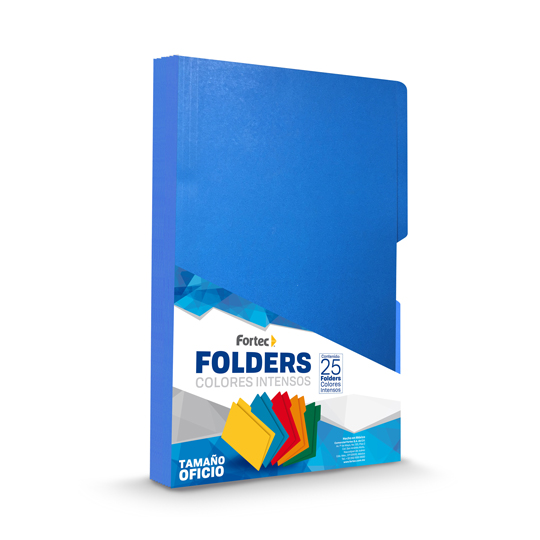 Folder De Color Intenso Fortec Oficio Color Azulrey Ceja 1/2 Caja Con 25 Pzas 