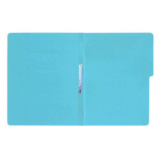 Carpeta pressboard con broche Fortec tamaño carta, color azul claro, paquete c/10 pzas