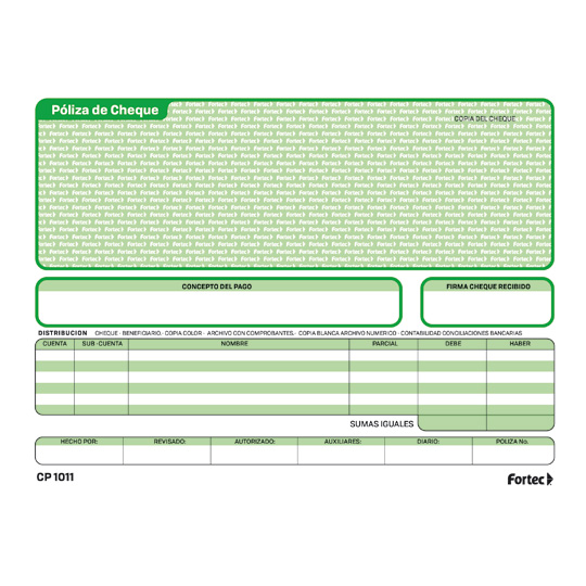 Póliza De Cheque Duplicado Fortec 1/2 Oficio 3 Blocks Con 25 Juegos Cada Uno