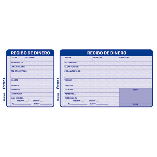 Recibo De Dinero Fortec 1/3 Carta 2 Blockscon 50 Hojas Cada Uno