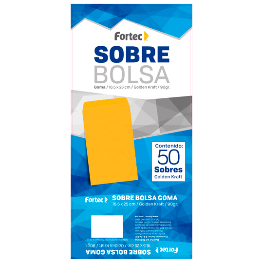 Sobre Kraft Engomado Fortec Esquela Caja Con 50 Piezas