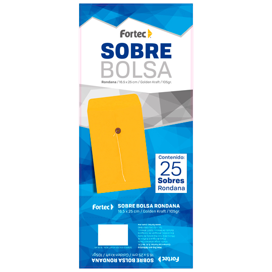 Sobre Kraft Con Rondana Fortec Esquela Caja Con 25 Piezas 