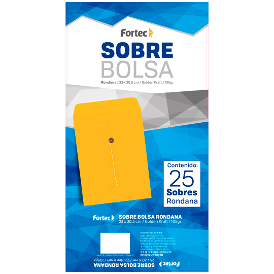 Sobre Kraft Con Rondana Fortec Carta Caja Con 25 Piezas 