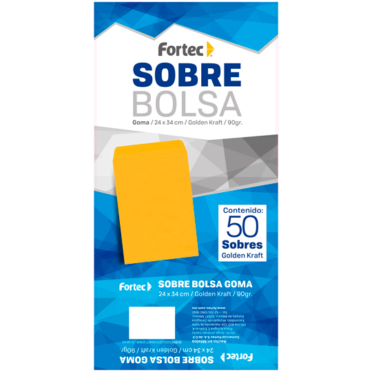 Sobre Kraft Engomado Fortec Oficio Caja Con 50 Piezas