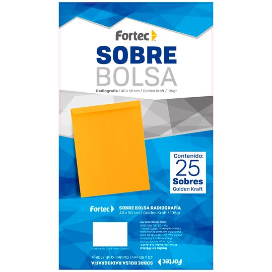 Sobre Kraft Engomado Fortec Radiografía Con 25 Piezas