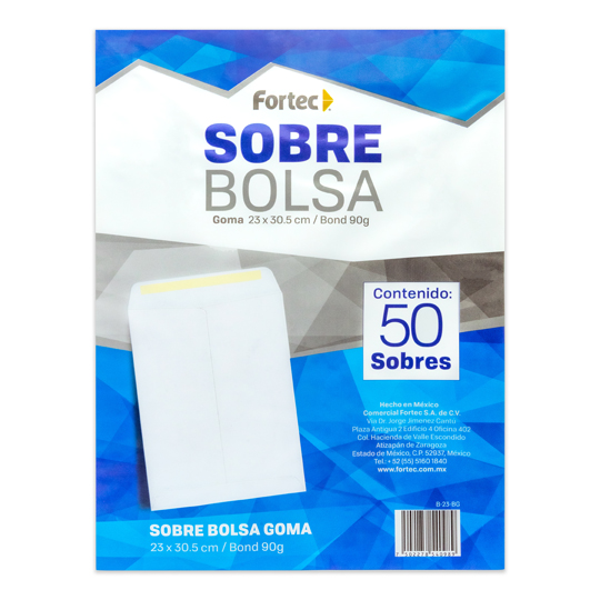 Sobre Blanco Engomado Fortec Carta Caja Con 50 Piezas