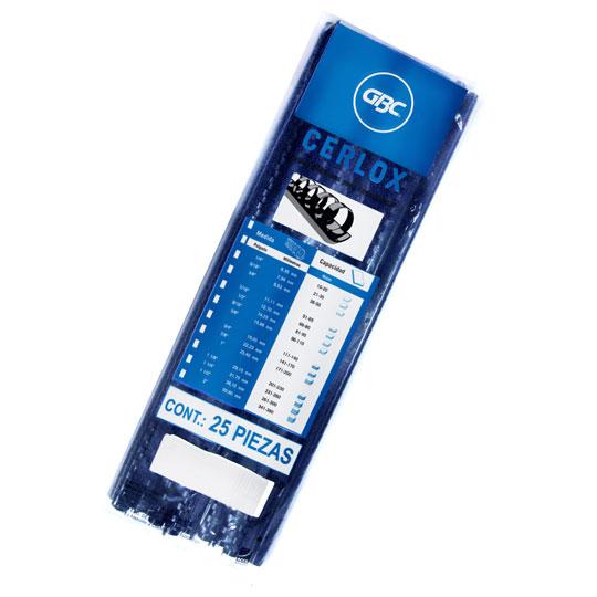 Gusano Cerlox Gbc Plástico Negro 9/16  38 Aros Con 25 Piezas Para 95 Hojas