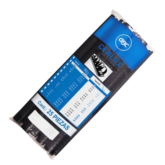 Gusano Cerlox Gbc Plástico Negro 7/8"  38 Aros Con 25 Piezas Para 160 Hojas