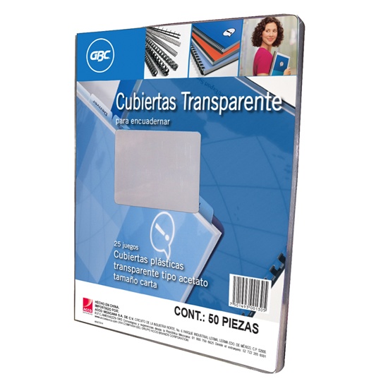 Cubierta Plástica Tamaño Carta Tipo Acetato GBC transparente con 50 piezas