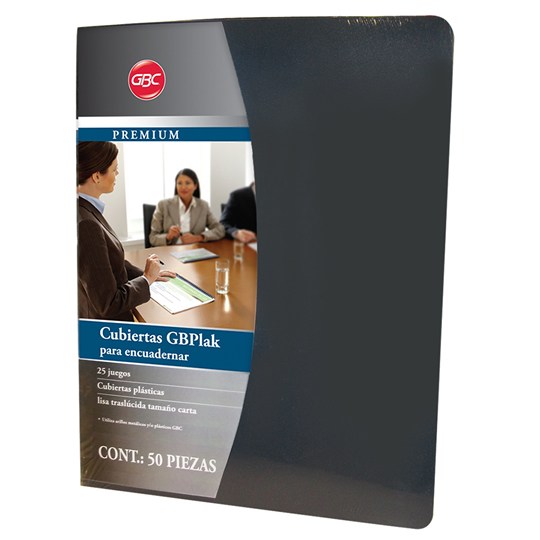 Cubierta Plástica Tamaño Carta Gbplak Premium GBC Color Negro con 50 piezas