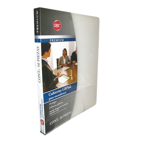 Cubierta Plástica Tamaño Carta Gbplak Premium Gbc Cristal Rayada, Con 50 Piezas