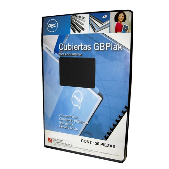 Cubierta PlÃ¡stica Oficio Gbplak Liso Gbc Color Negro