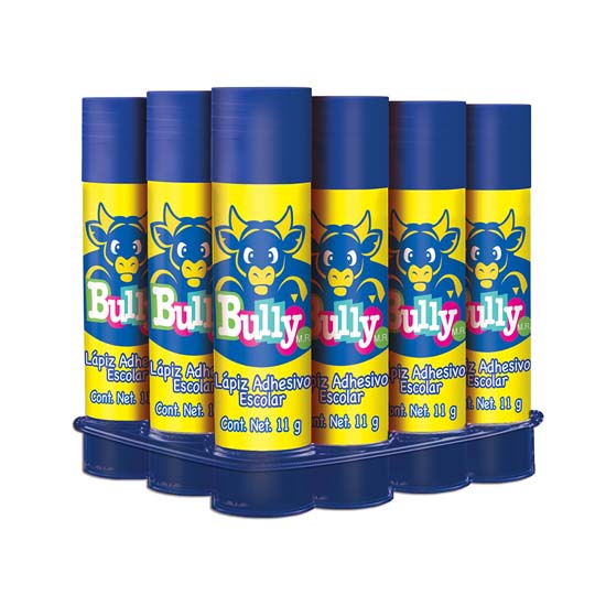Lápiz Adhesivo Bully En Barra De 11 Grs, Charola Con 12 Piezas