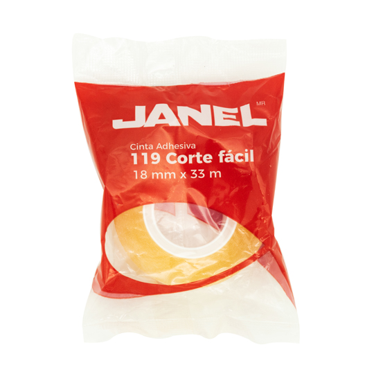 Cinta Adhesiva Línea 119 Transparente Janel 18X33 Corte Fácil